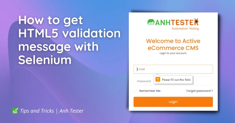 How to get HTML5 validation message with Selenium