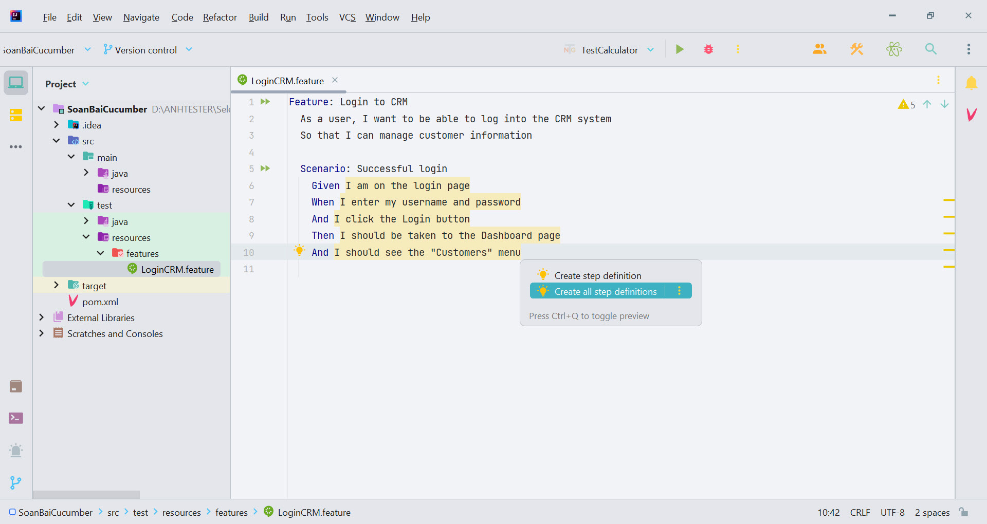 [Cucumber TestNG] Bài 4: Feature File và Step Definitions trong Cucumber | Anh Tester