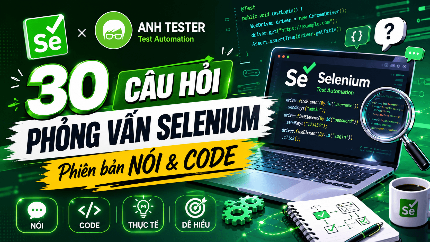 30 câu hỏi phỏng vấn Selenium phiên bản Nói và Code