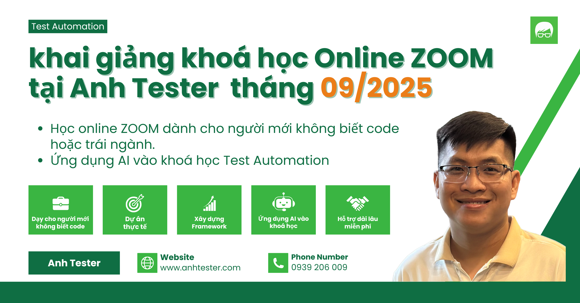 🚀Lịch khai giảng khoá học Online tại Anh Tester tháng 9/2025