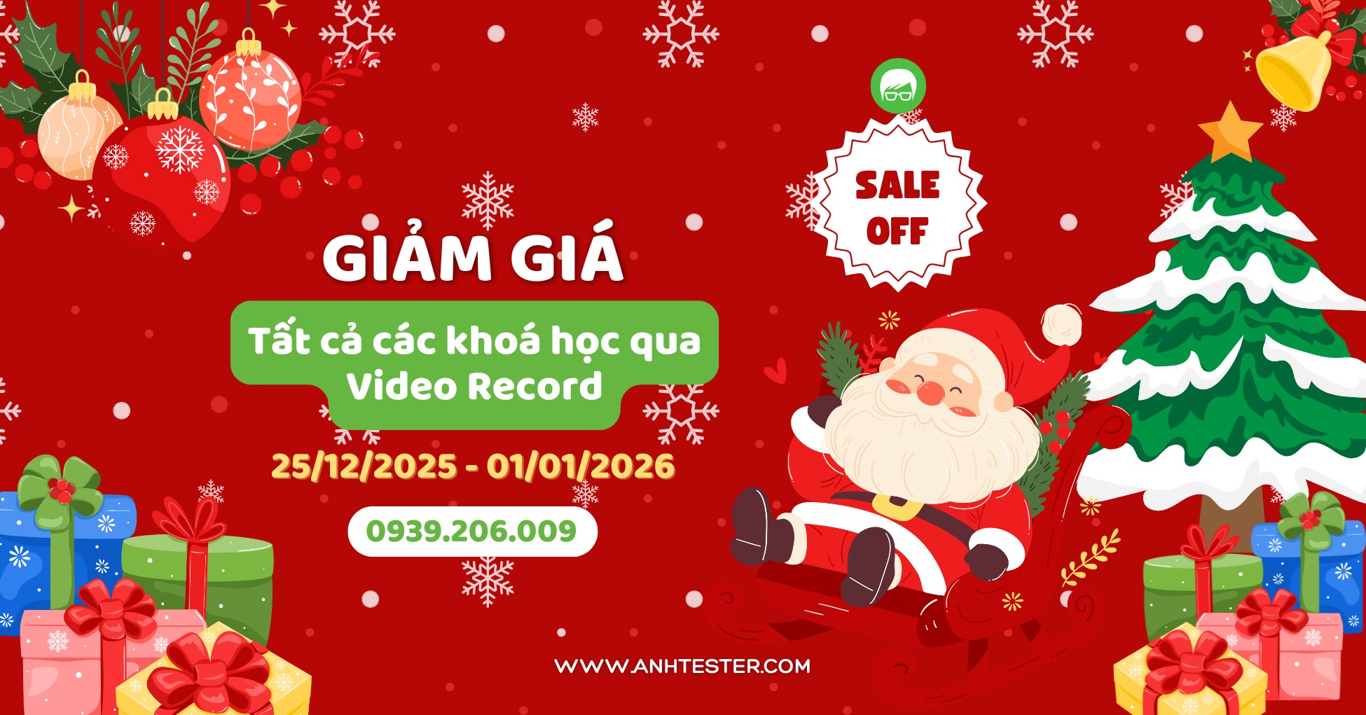 GIÁNG SINH SALE OFF KHOÁ HỌC TẠI ANH TESTER